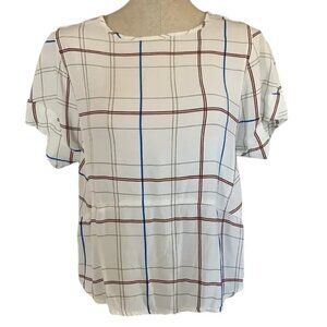 Next UK Short Sleeve Checked Blouse Size UK12/US10